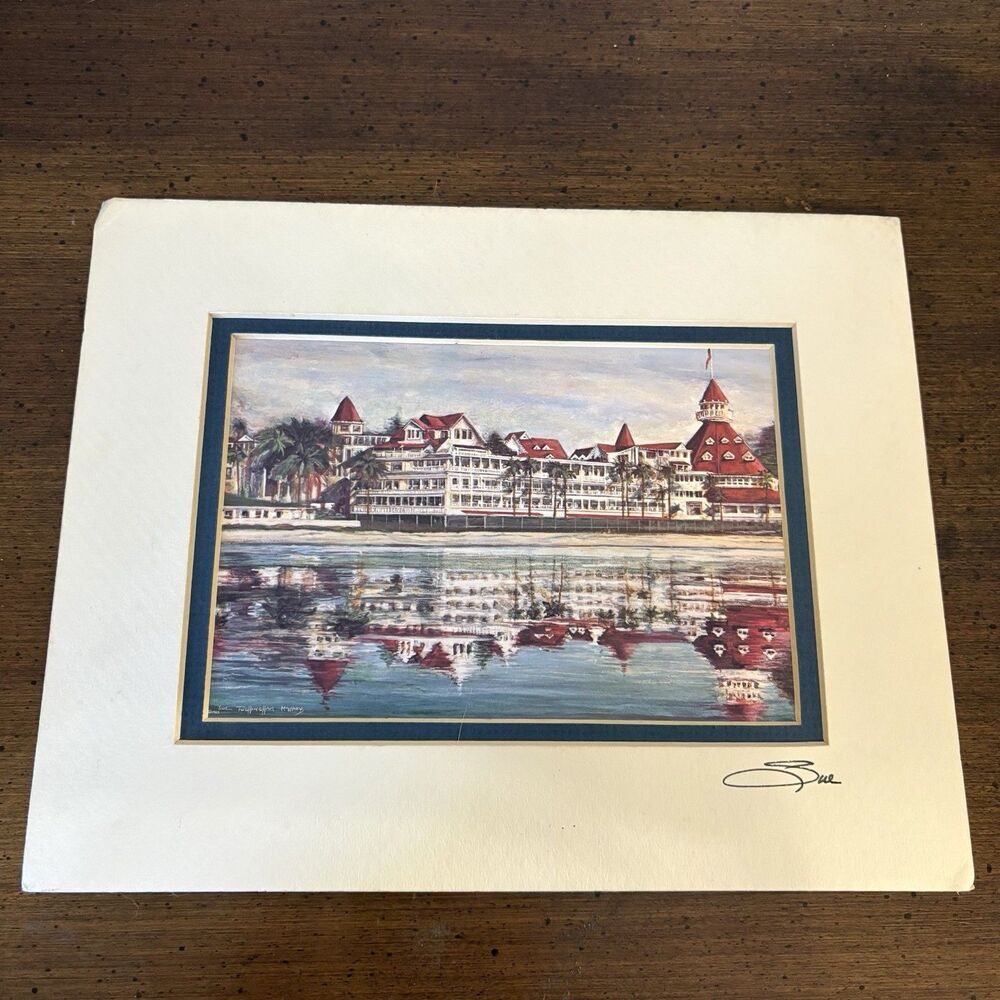 Vintage Print “Hotel Del Coronado” Sue Tushingham McNary Matted 1985